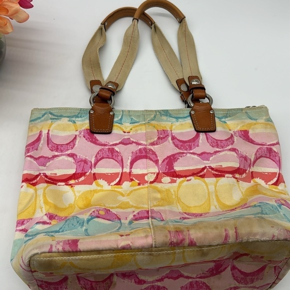 Coach Colorful Logo Lightweight Nylon Tote Bag CP6059 - Picture 6 of 16